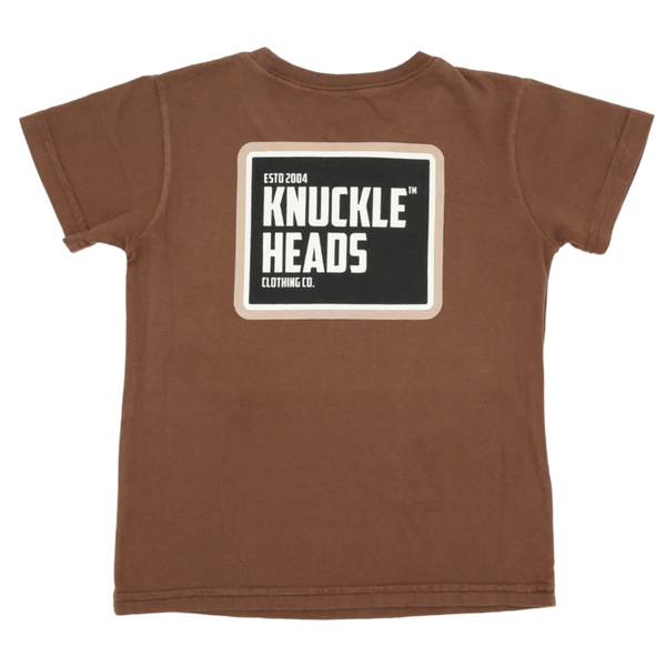 brown knuckleheads logo t-shirt for infants and toddlers, soft cotton tee with classic branding