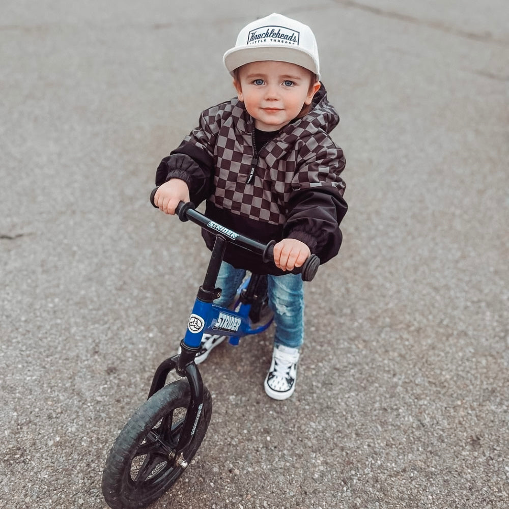 infant Off-White Corduroy Snapback Hat on model