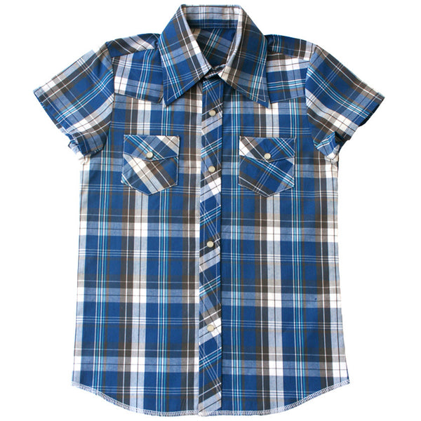 blue vintage pearl snap rockabilly infant shirt