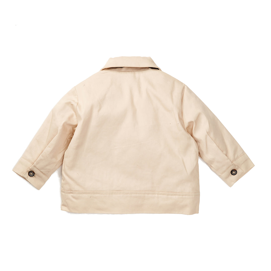 Tan Knuckleheads Mechanic Jacket with long sleeves, featuring the Knuckleheads logo. Perfect for keeping your little one warm and stylish. Available in sizes S to XXL for kids aged 6 months to 8 years.