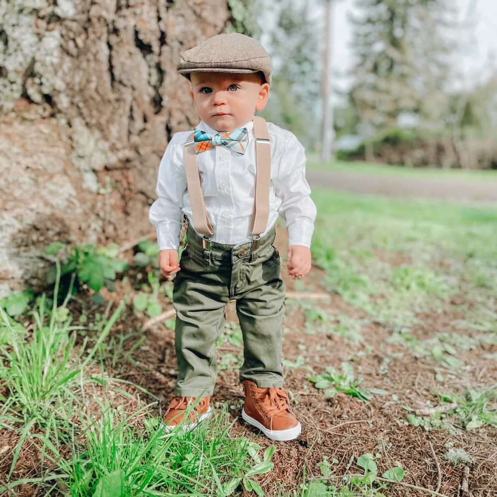 tan suspenders for infants and toddlers